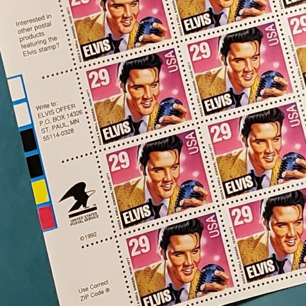 USPS 1992 Commemorative Elvis Presley Stamp Sheet